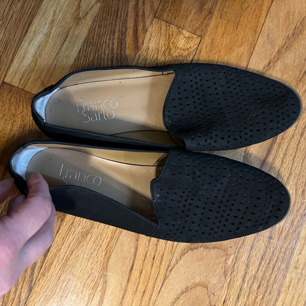 Franco Sarto - Black Jolette Women’s Perforated Suede Loafers size 7.5